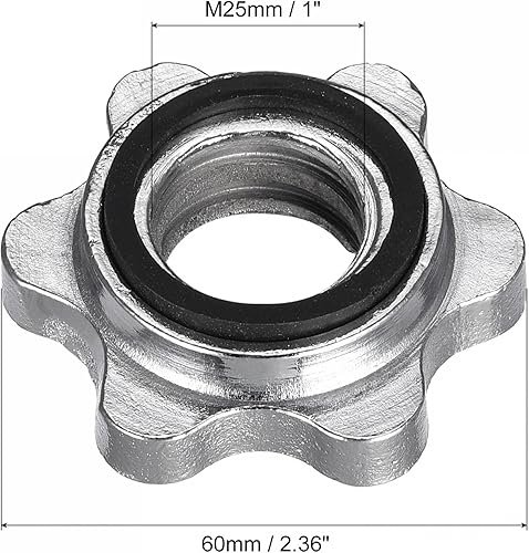 Miniatura 2 de uxcell Tuerca hexagonal para mancuernas, 4 tornillos antideslizantes de 0.98 pulgadas para levantamiento de pesas con mancuernas