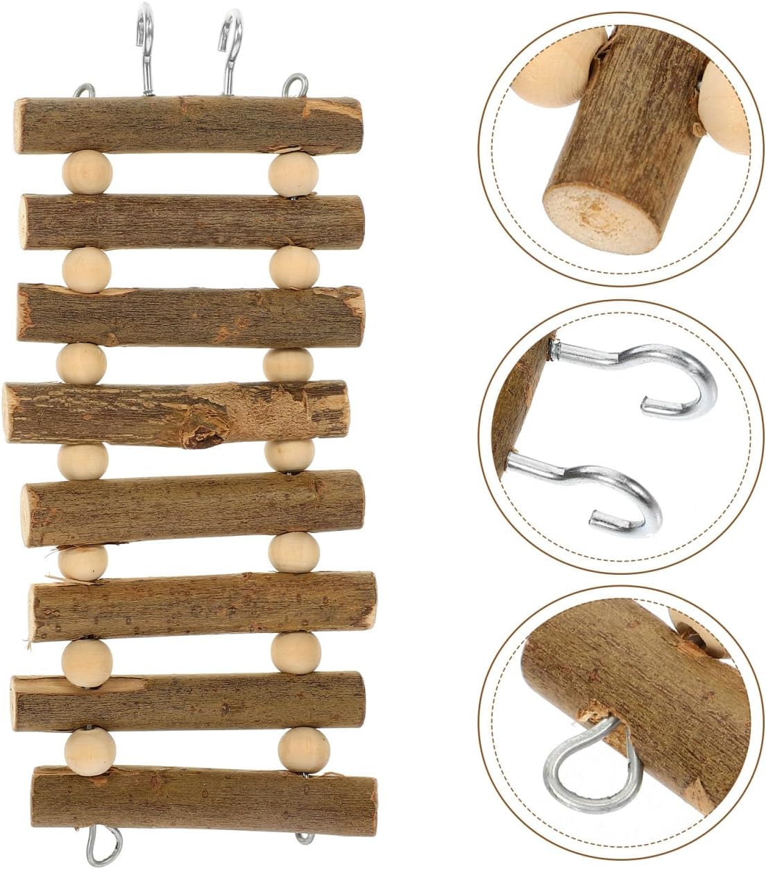 Hemoton Hamster Climbing Ladder Toy 8.66 Inch Wooden Beaded Ladder for Small Pets Birds Parrots Cage Exercise and Enrichment