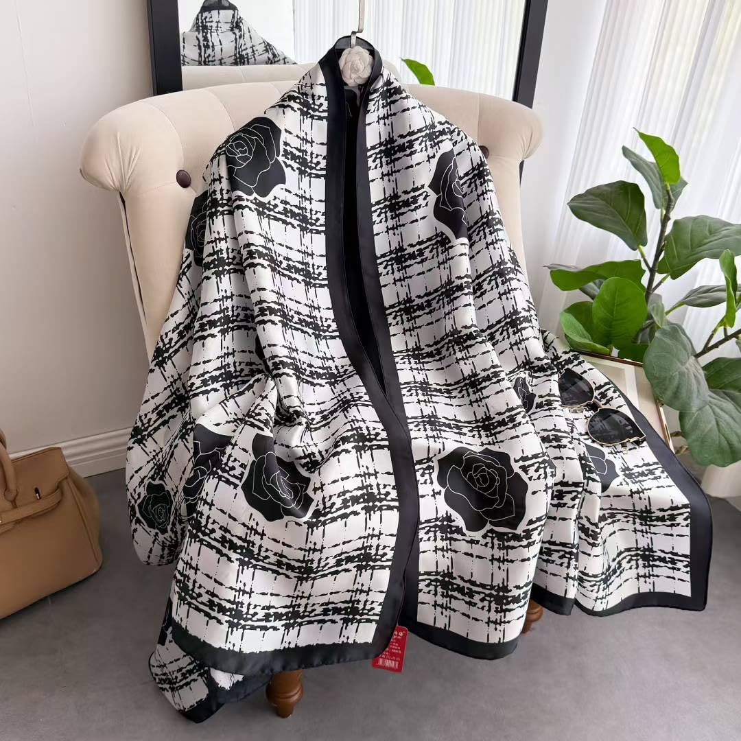 Silk Feeling Scarf for women Lightweight Long Floral Scarves Shawl Wraps Elegant Evening Dresses Satin Shawls Scarfs - Image 2