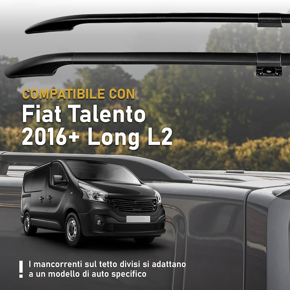 CHROMEMASTER Barre Portatutto Compatibili Fiat Talento Long L2 2016+ - Alluminio - Portata 75 Kg