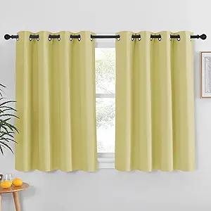 NICETOWN Paler Yellow Blackout Curtain for Living Room - Solid Thermal Insulated Grommet Blackout Panel/Drape for Bedroom Kitchen Window (1 Panel, 52 inches Wide by 54 inches Long)