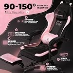 GTPOFFICE Gaming Chair Cute with Cat Ears, Ergonomic Computer Chair with Footrest Cat Paw Lumbar Support Comfortable Reclining Game Chair Desk Chair for Adult,Teens，Soft Velvet Fabric，Pink Black