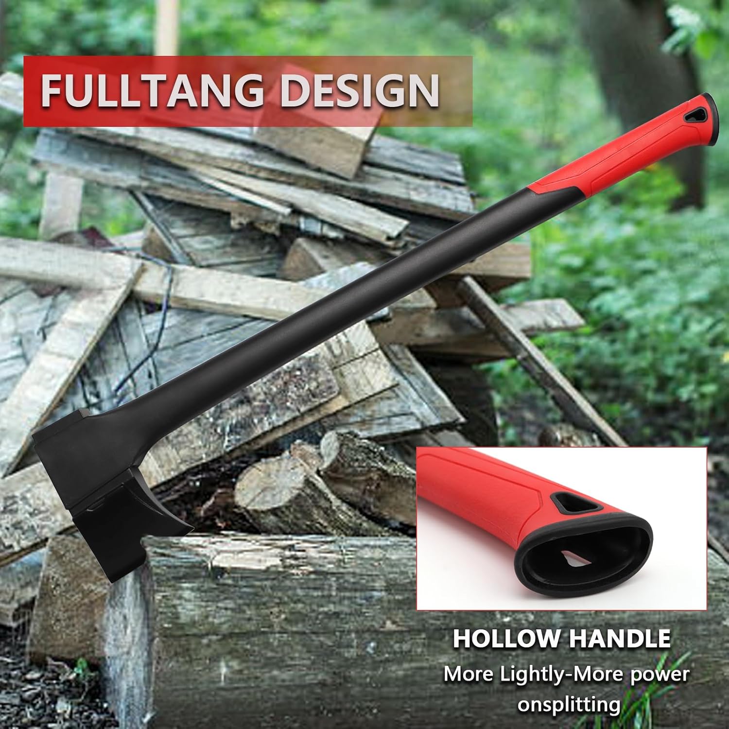 Camping Hatchet 28 Inch,Survival Hatchet Tactical for Wood Chopping and Kindling,Hatchet Axewith V Grind Blade, Lightweight Nylon Fiber Handle,for Outdoor Survival, Gardening, Hiking(M) - Image 4