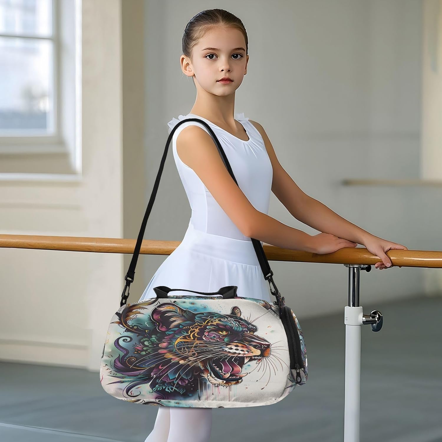 Kids Travel Duffel Bag Overnight Weekender Carry-On Tote Gym Bag with Shoes Compartment Sports School Black Panther