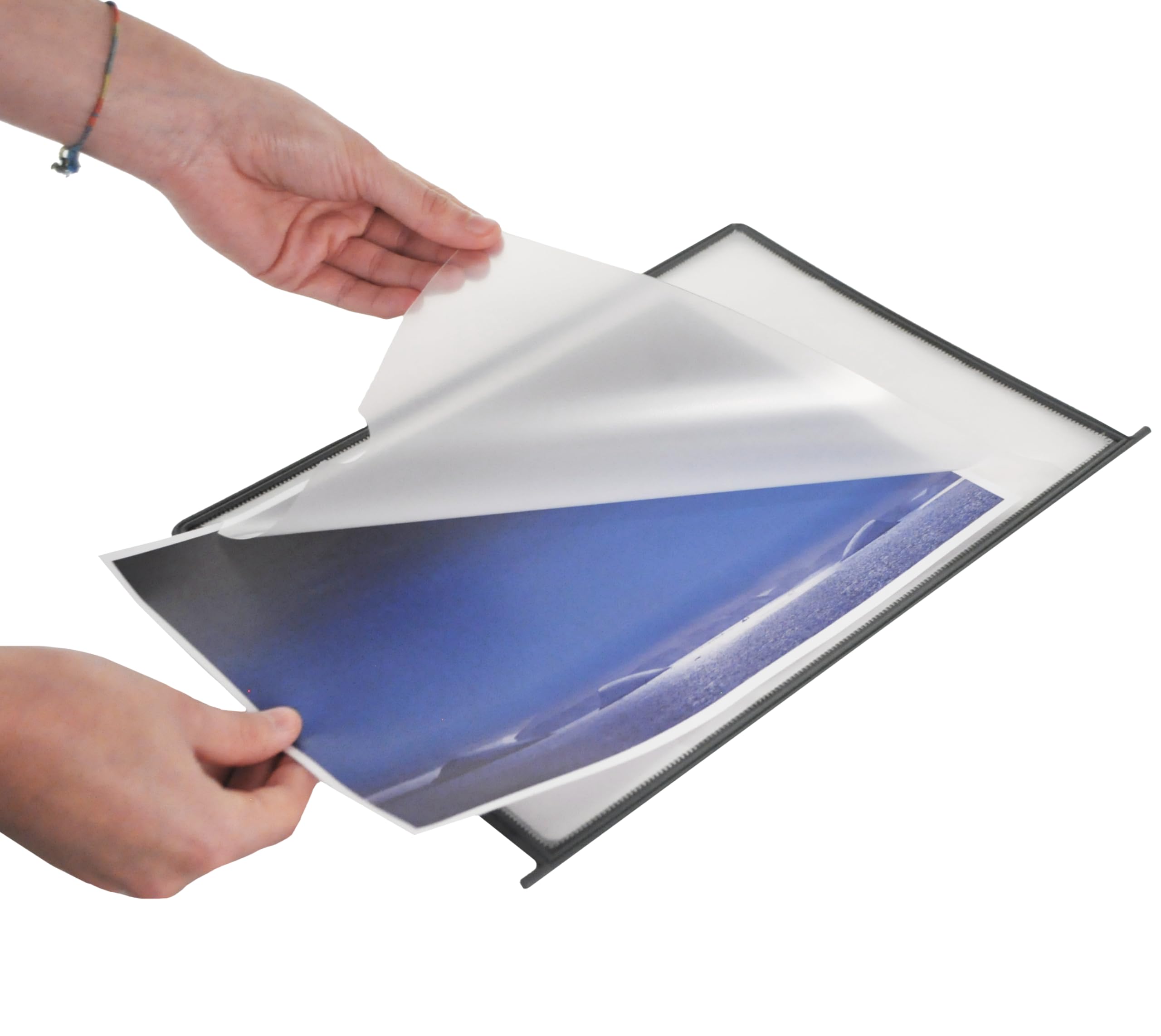 DESQ® Set di 10 pannelli di visualizzazione da tavolo, con base in metallo, formato A4, espandibile dopo 20 o 30, opaco antiriflesso