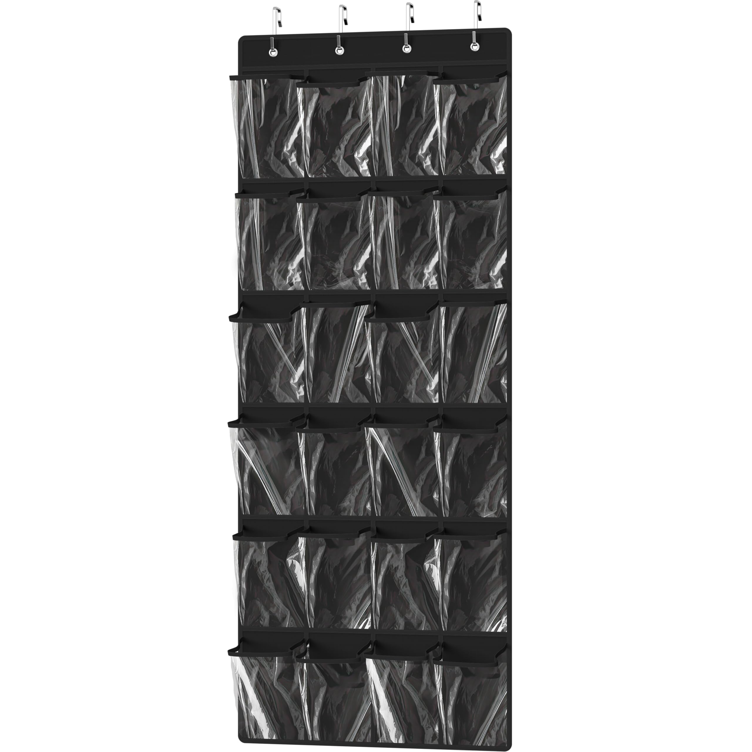 Simple Houseware 24 Pockets Large Clear Over the Door Shoe Organizer, Black