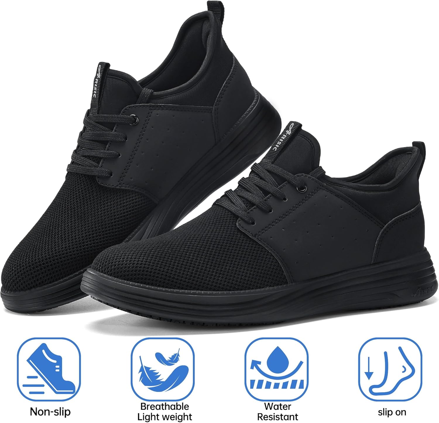 ARISIC Men's Non Slip Work Shoes Waterproof Slip On Lightweight Slip Resistant for Food Service Kitchen Chef Restaurant Breathable Stylish Working Footwear - Image 5