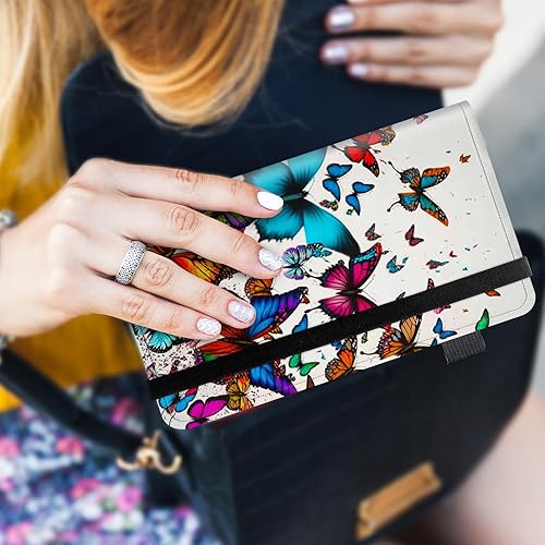 Vista 47 de Funda para chequera personal con diseño de tortuga marina verde, funda de piel sintética para hombres y mujeres, con ranuras para tarjetas, soporte