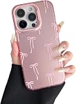 ZTOFERA for iPhone 16E/iPhone 17E Case,Cute Pink Ribbon Bow Tie Planet Star Floral Aesthetic Phone Case,Trendy Slim Hard IMD Shockproof Protective Bumper Phone Cover for Women Girls,Bowknot