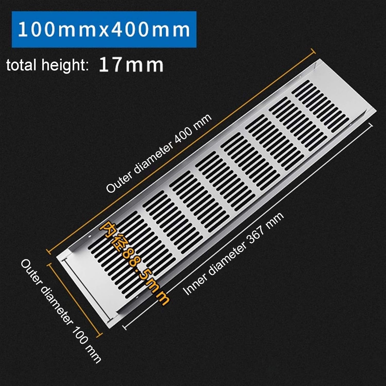 Soffit Vent Cover, Aluminum Alloy Breathable Mesh Rectangular Plane Ventilation Vent,Cabinet Wardrobe Shoe Cabinet Decorative Cooling Cover(150x225mm)