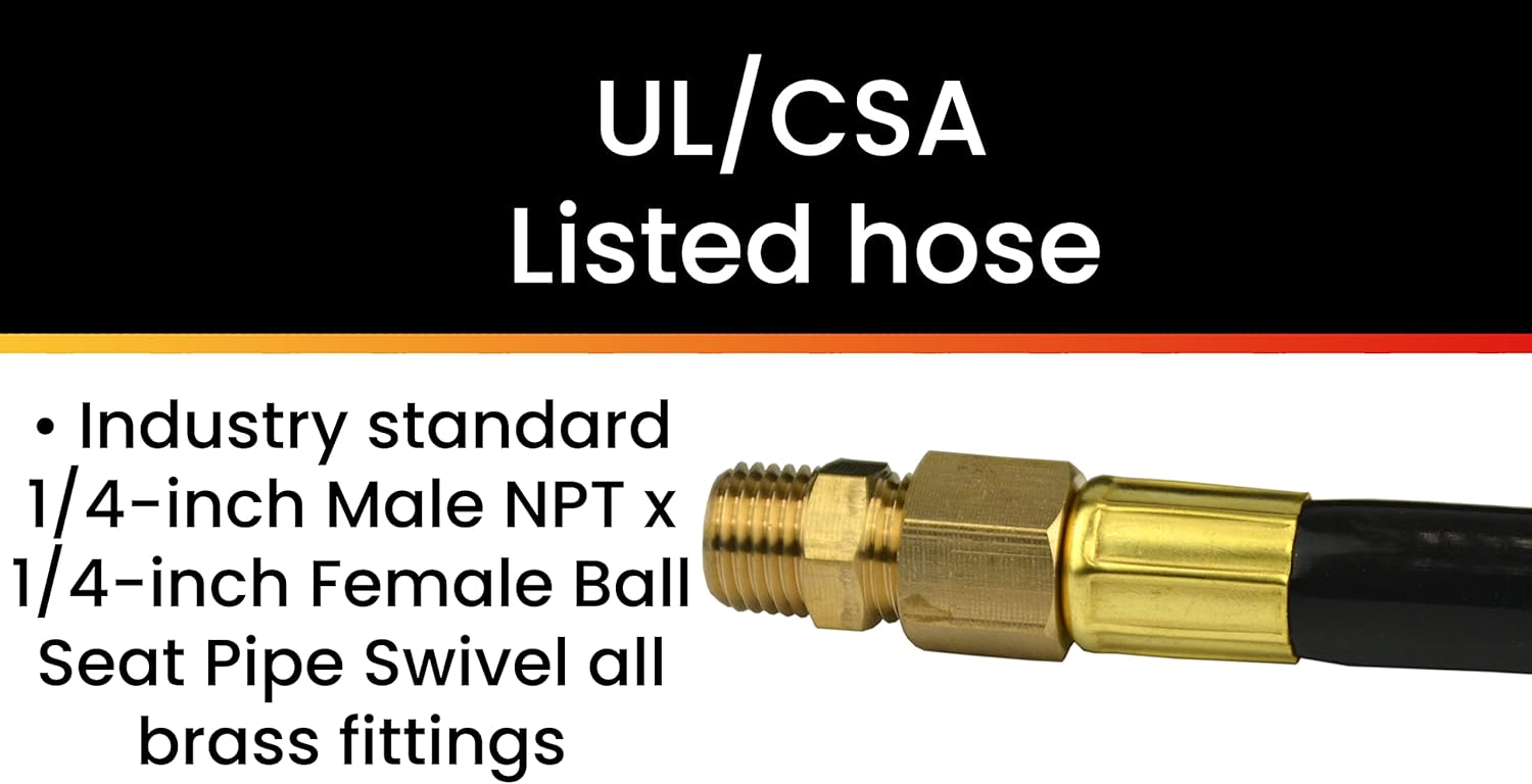 Hot Max 24200 10-Feet Extension Hose Liquid Propane/Natural Gas Hose with 350 Psi Rated