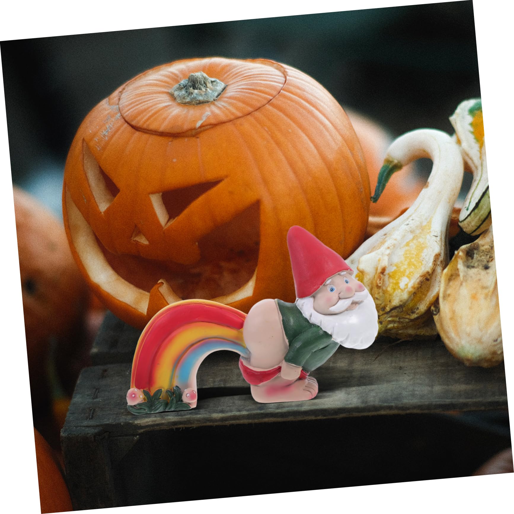HANABASS 2 Sztuki Tęczowej Figurki Krasnala Z Pierdem Ozdoba Ogrodowa Krasnale Ogrodowe Halloween Figurki Ogrodowe Halloween Dekoracja Ogrodowa Ozdoby Ogrodowe Tęczowy Krasnal