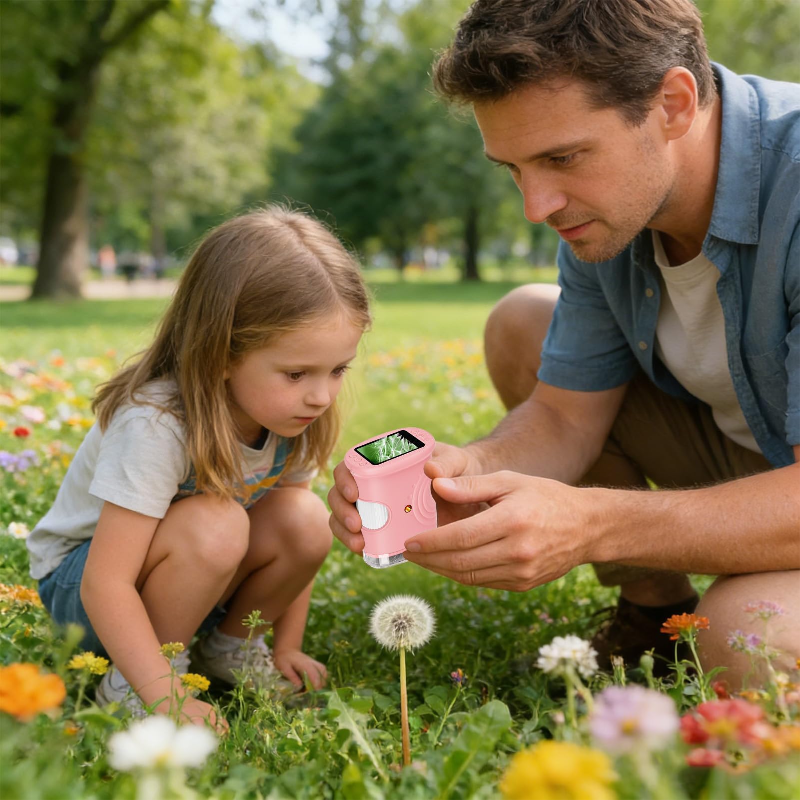 Microscopio per Bambini Giocattoli Scientifici Educativi Ricaricabili 1000X | Microscopio Digitale Portatile Con Schermo Da 5 Cm Per Bambini Ragazze Ragazzi Casa Scuola Laboratorio Natura