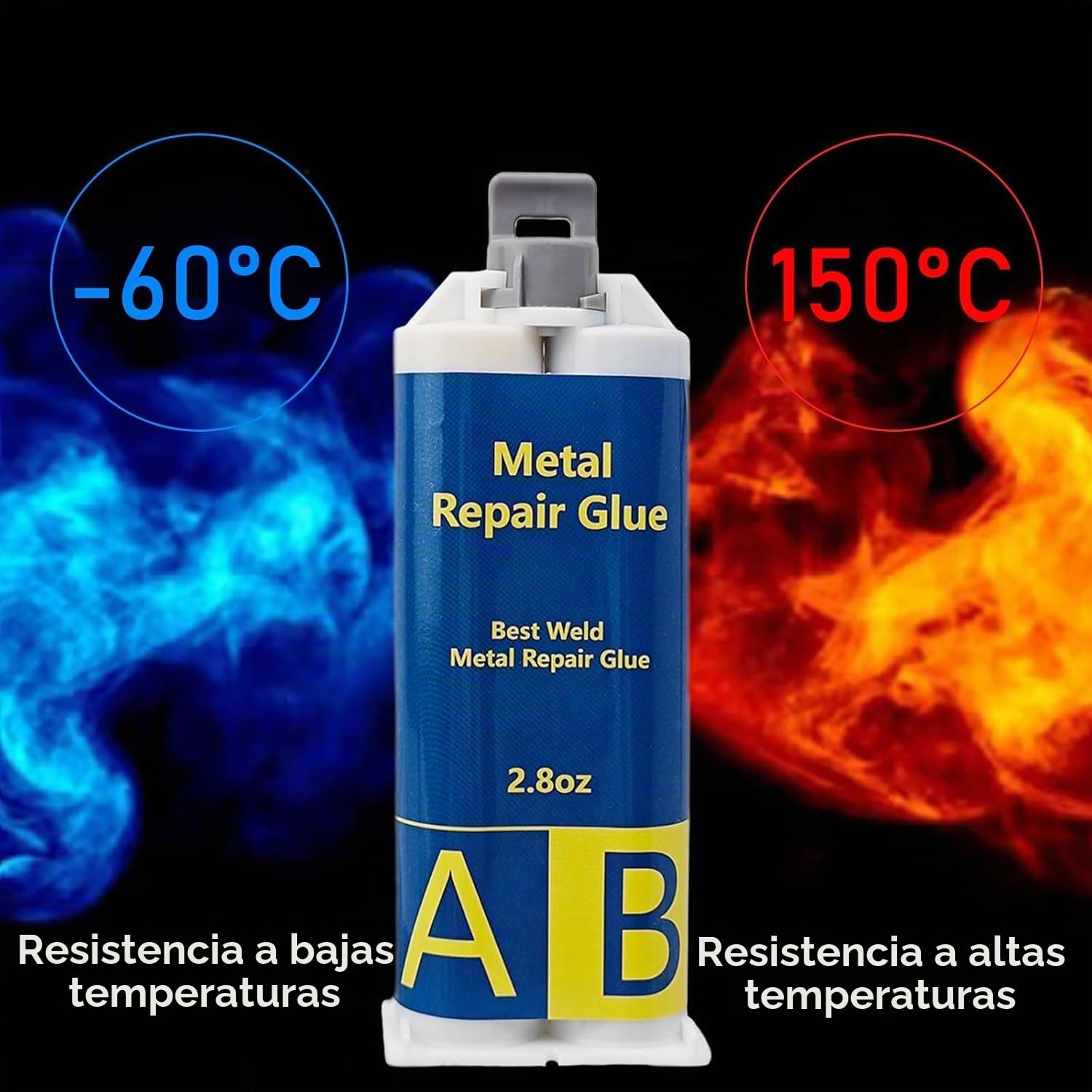 EIGTWEN Pegamento metálico resistente al calor, adhesivo extra fuerte para reparación de grietas y roturas en metal, acero inoxidable, plástico, madera
