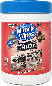 MiracleWipes for Automotive, All Purpose Cleaning Wipes for Hands, Auto Interior, Exterior, Detailing, Remove Grease, Lubricant, Sticky Adhesive, Grime, Dirt, Car Cleaning 1 Pack