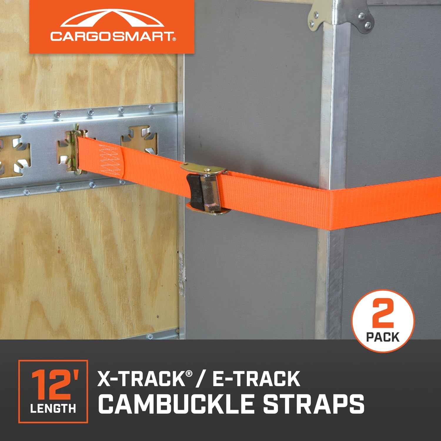 CargoSmart Cambuckle Straps - 2-Pack, 2in. x 12ft. for E-Track and X-Track, 2000-Lb. Capacity