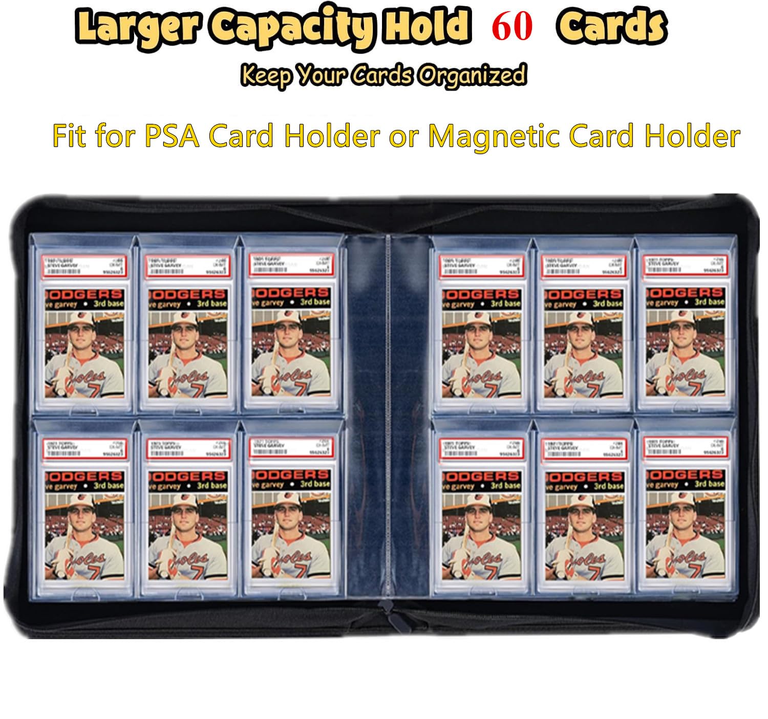 Raccoglitore per carte classificate a 6 tasche, per carte PSA, contiene 60 carte, album di archiviazione per carte collezionabili di alta qualità, resistenti e protettivi, colore nero
