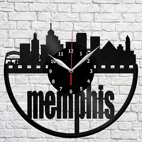 Memphis - Reloj de pared de vinilo para decoración del hogar, hecho a mano, regalo de personalidad artística (tamaño: 12 pulgadas, color: negro)