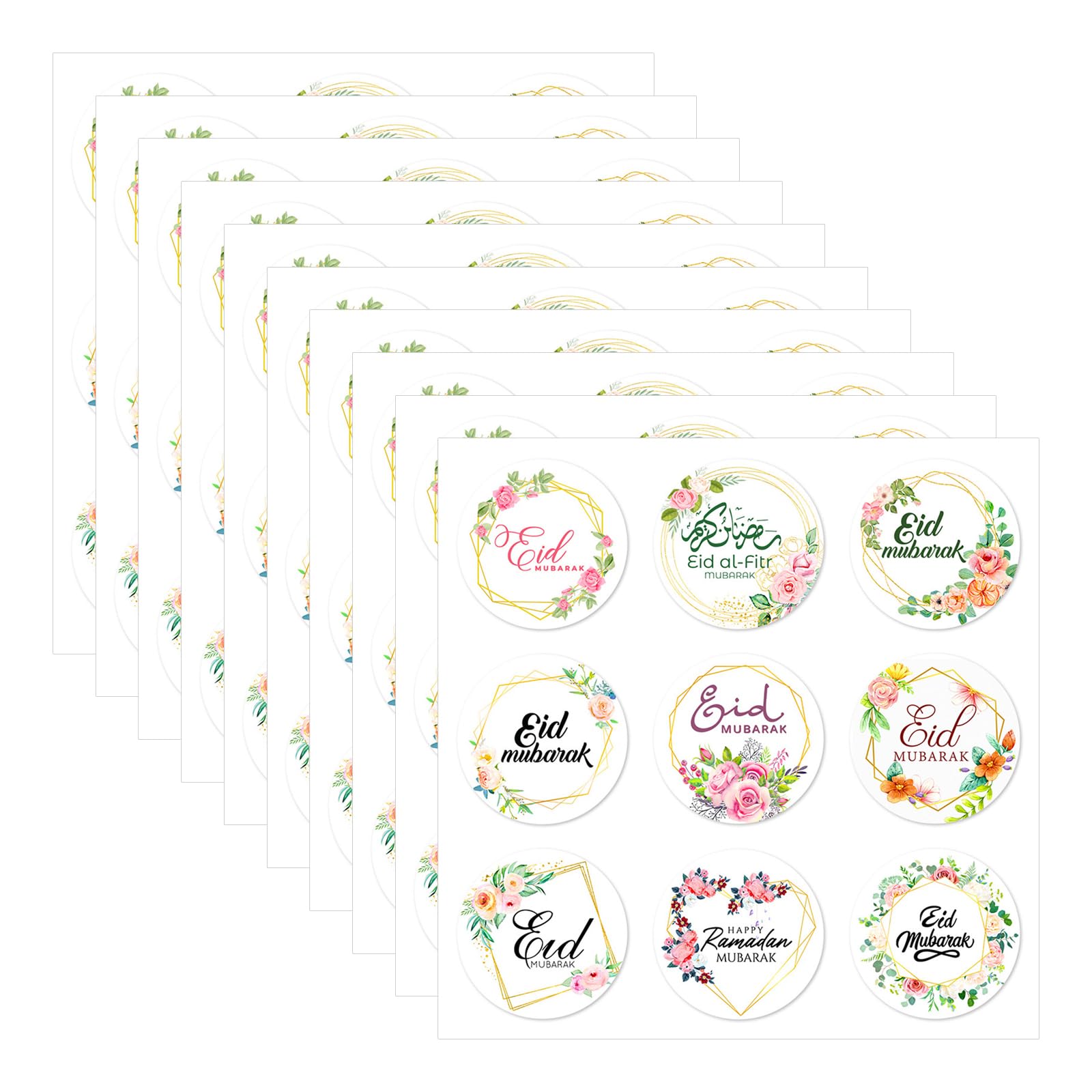 Elnwnnkc I 90 Counts Eid Festival Wrapping Sticker 40Mm Round Wrapping Label For Laptops Phone Case Seal Envelope Card Decoration Quran Themed Sticker