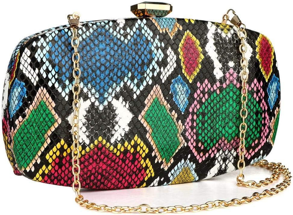 Multicolor Snakeskin Purse for Women Box Evening Bag Green Snakeskin Clutch Handbag Party Wedding