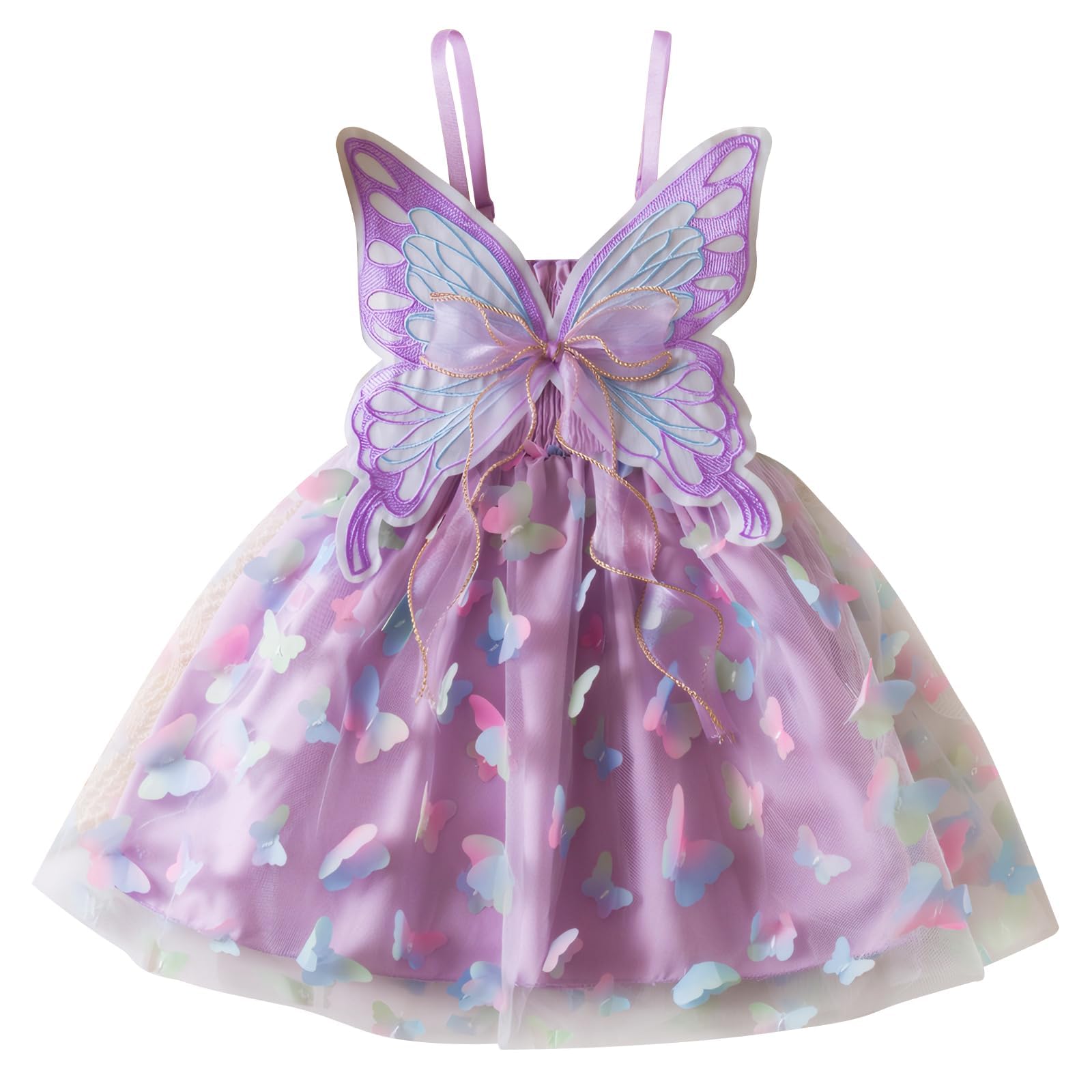 DivingBirds Vestido de niña para bebé, vestido de tul con mariposa, sin mangas, verano, boda, cumpleaños, fiesta festiva, flores, vestidos para niñas de 6 meses a 5 años