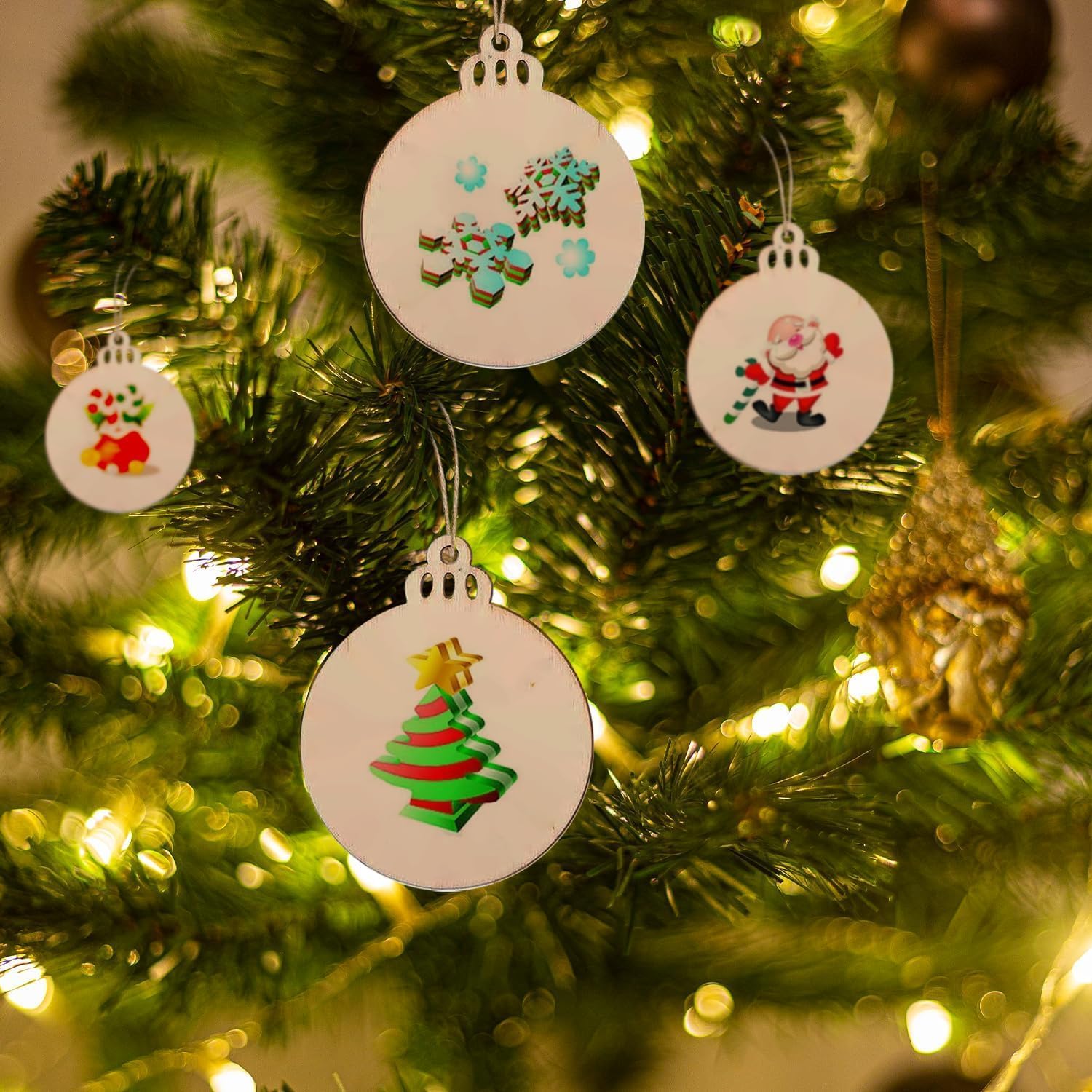 DARENYI Decorazioni Albero di Natale in Legno Ornamenti Naturali Dischi