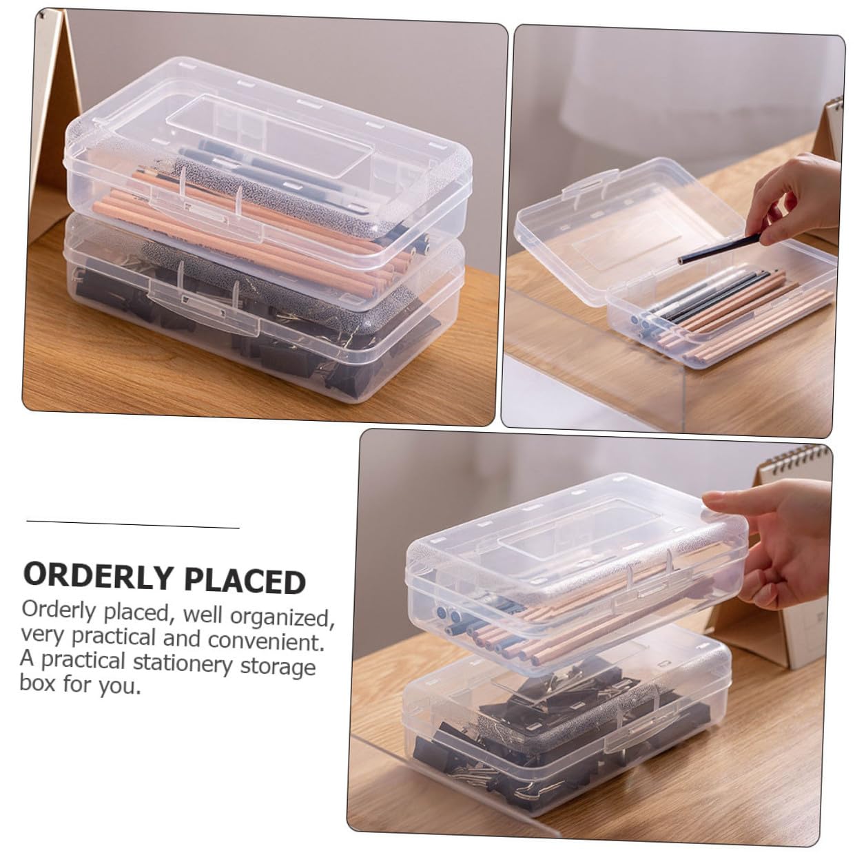 6 pezzi Organizer Penne Trasparente in Plastica Astuccio Scuola Impilabile con Capacità per Matite Penne e Accessori Resistente e Durevole per Studenti e Insegnanti