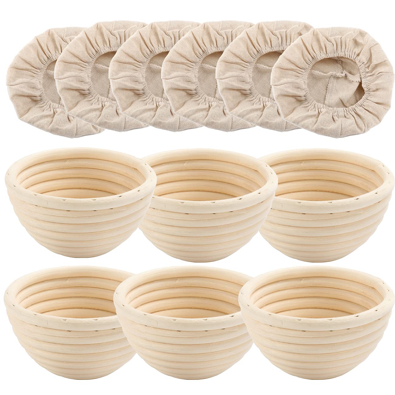 Kleiner runder 11 cm großer natürlicher Rattan-Brotgärkorb mit Stoffauskleidung, Sauerteig-Bannetons, Gärkorb, Brot, Backform, Backzubehör