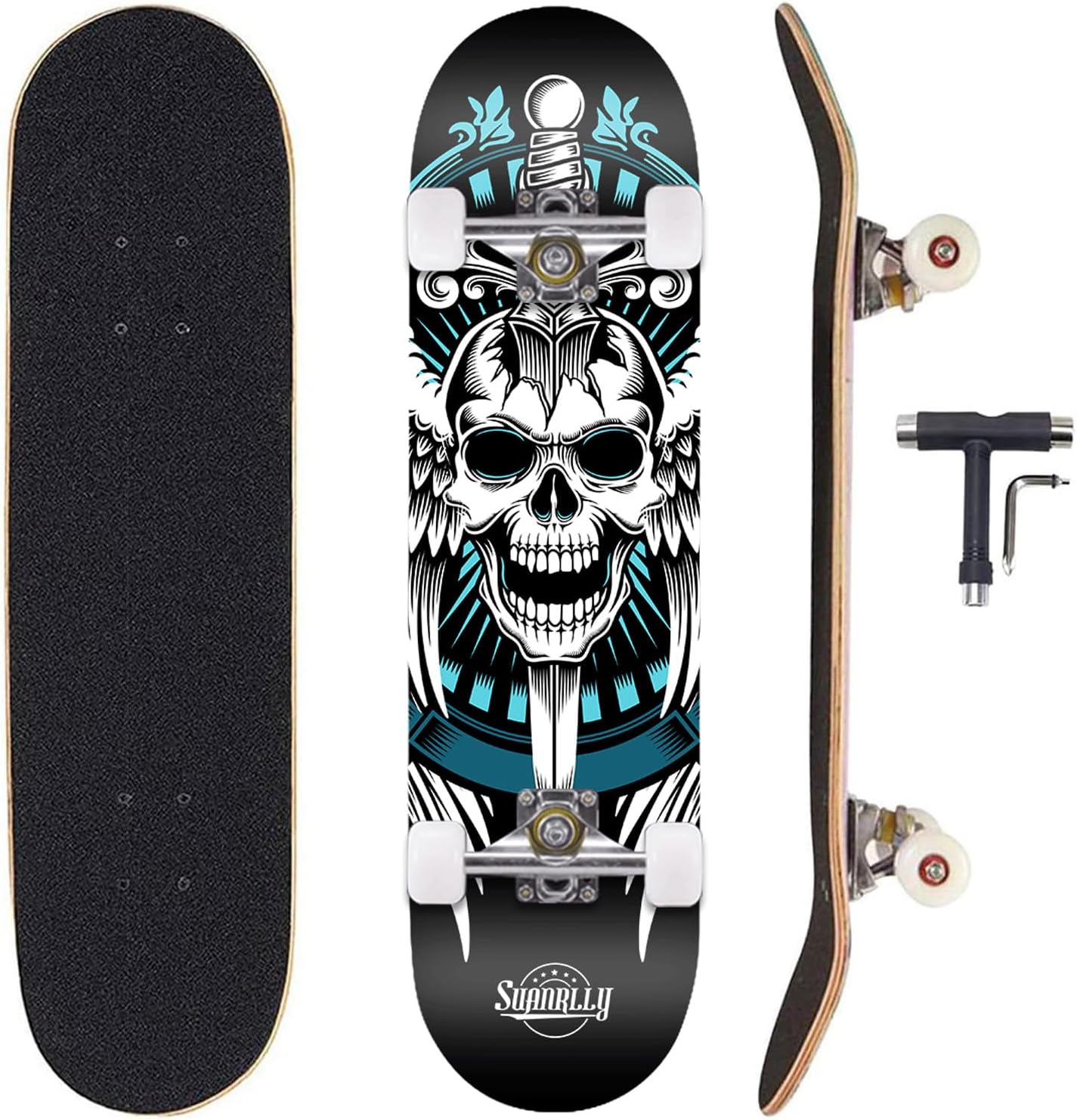 Standard Skateboards for Beginners Kids Boys Girls Youths Adults Starter-Complete Skate Boards 31''x 8'' Maple Wood Skateboard