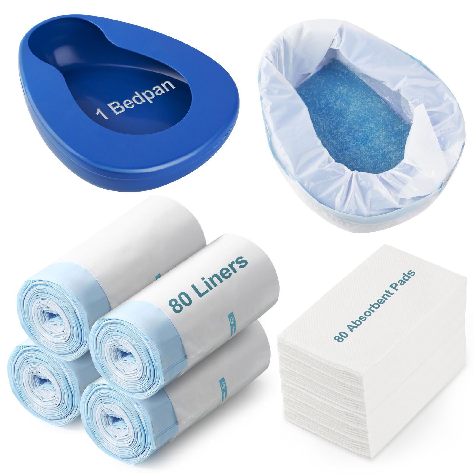 varlty Bedpan Set with 80 Disposable Liners