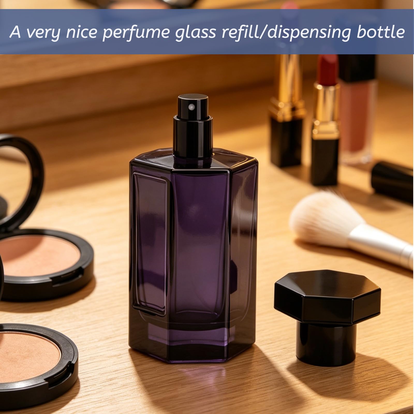 Przenośny rozpylacz do perfum 100 ml, do ponownego napełnienia, pusty, szklana butelka z rozpylaczem do perfum, wielokrotnego użytku, z pipetą i lejkiem, szczelny, do napełniania, czarny
