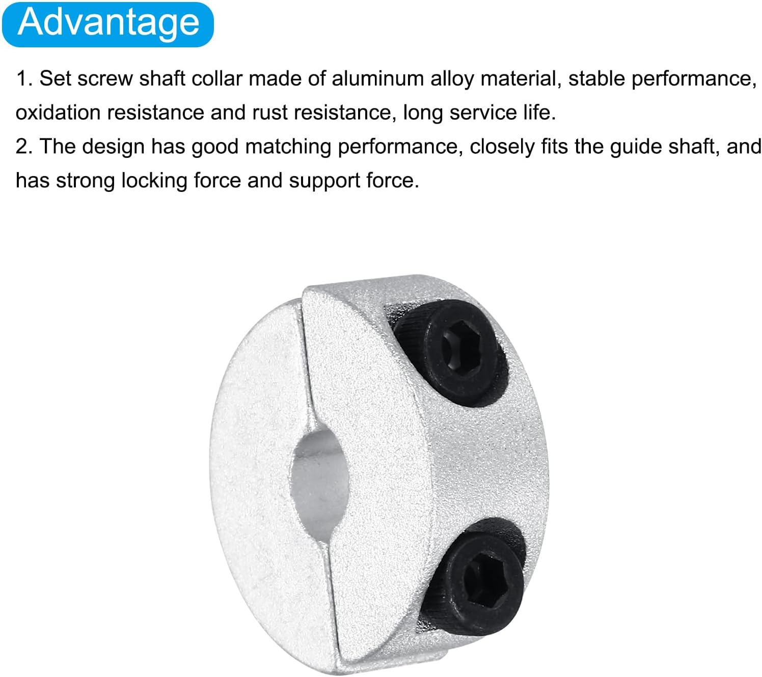 MECCANIXITY 4pcs Shaft Collar 6mm Bore 1/4" Double Split Aluminum Clamping Collar Shaft Collars with Hexagon Wrench