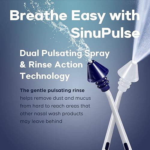 Miniatura 4 de SinuPulse Elite Advanced Sistema de riego nasal, máquina de enjuague sinusal pulsante con 60 paquetes SinuAir, punta de irrigador sinusal adicional,