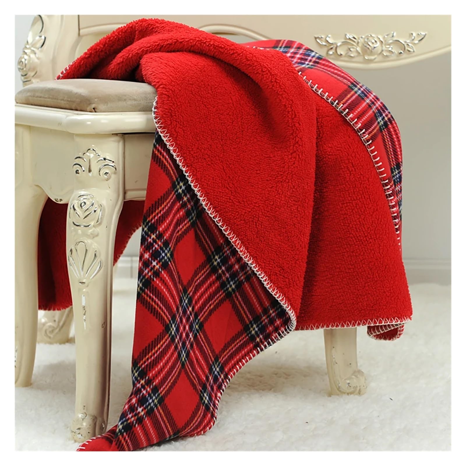 LHSJYG Manta Polar Manta navideña de Franela de Terciopelo, Manta de Felpa Suave for sofá, Cama, Manta de Rejilla Escocesa, Mantas a Cuadros de Lana cálidas for Invierno(Color3,160x200CM)