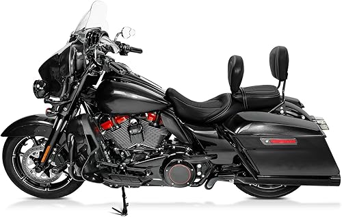 Miniatura 149 de TCT-MOTORPARTS Low-Profile Pillion 2-Up Seat Driver Passenger Seat & Rider Pad Fit For Harley Road Street Glide 2009-2023