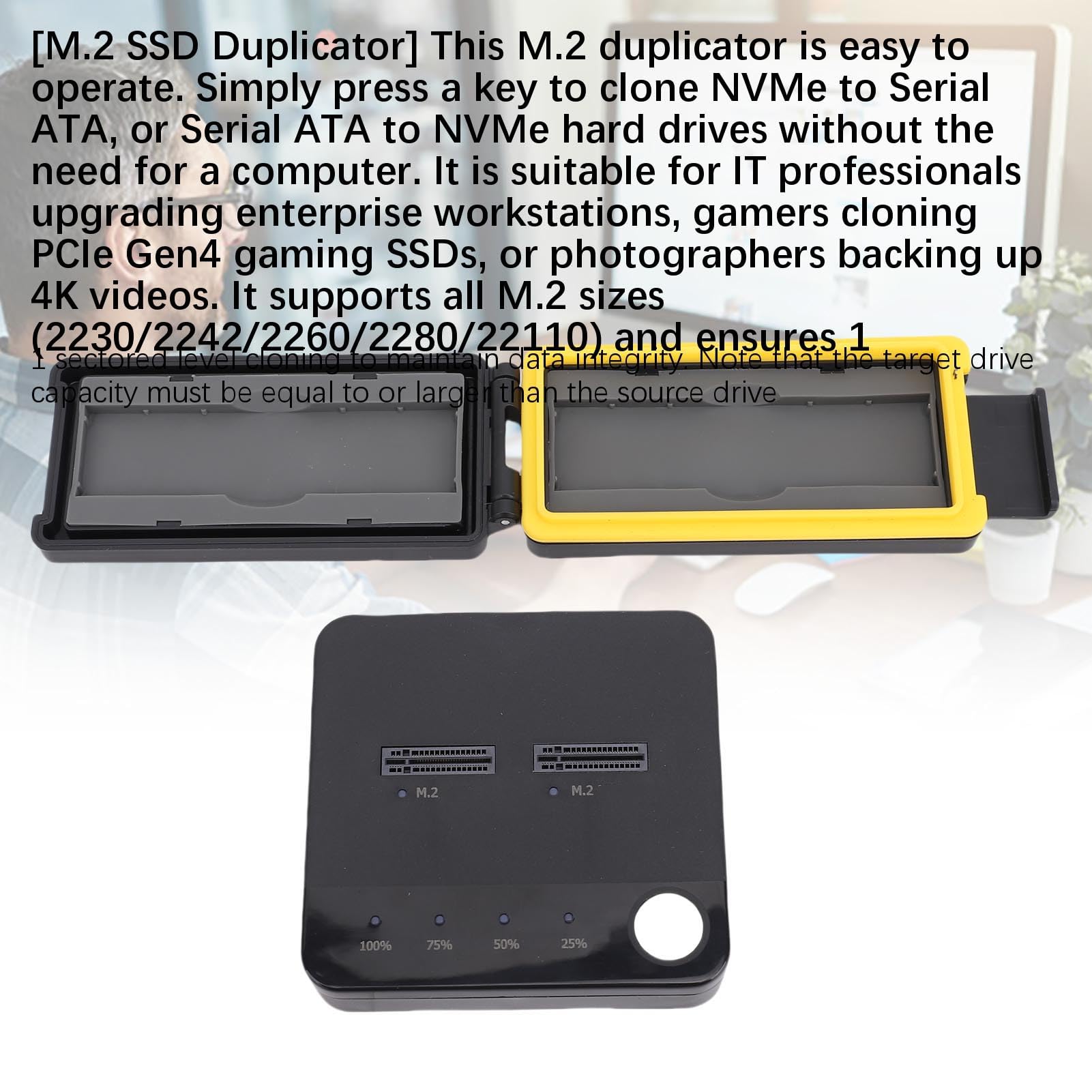 Aramox Duplicatore SSD M.2, Materiale ABS, Stazione di Clonazione a Doppio Alloggiamento, velocità di 20 Gbps per Professionisti IT e Recupero Dati