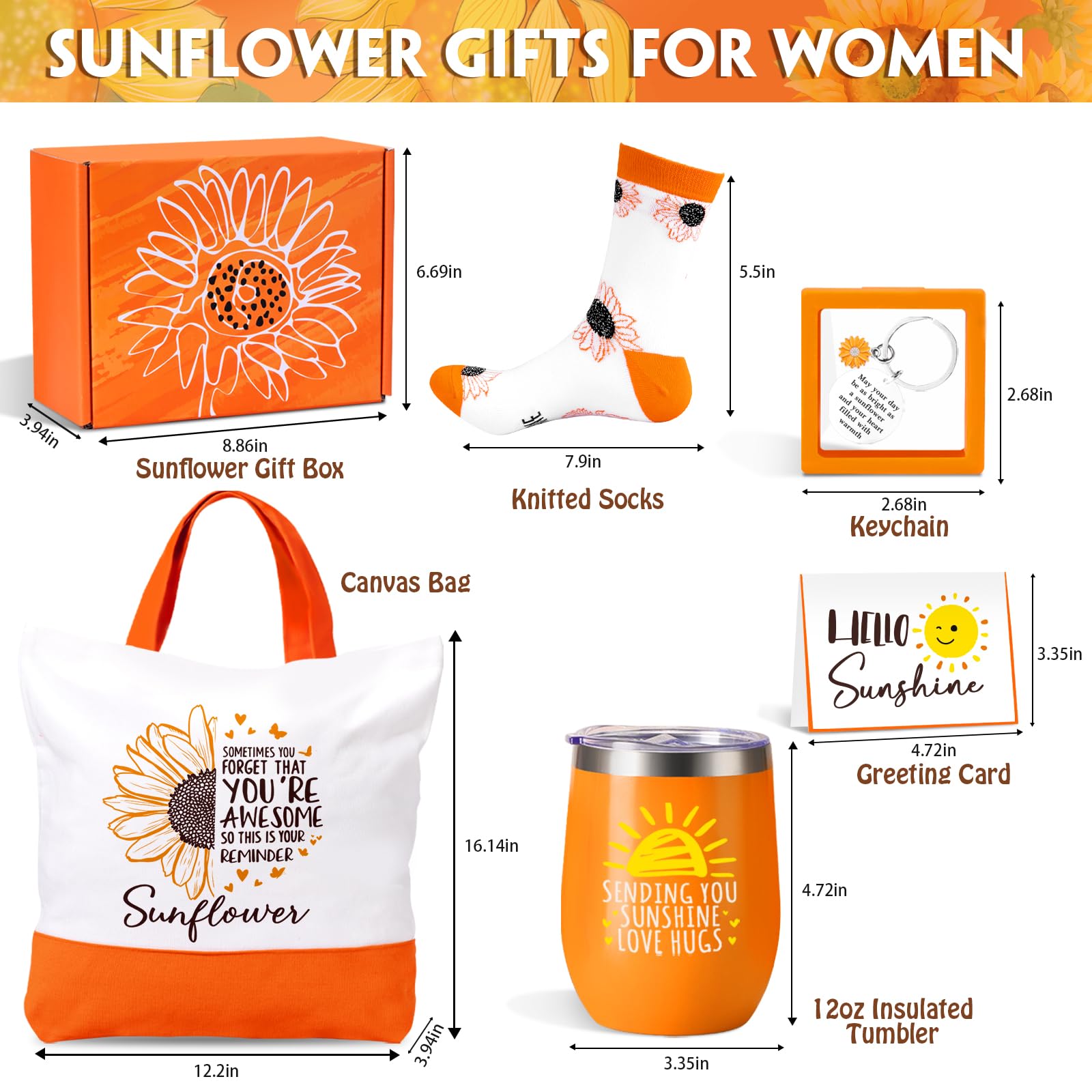 Sunflower Gifts for Women, Sending Sunshine Inspirational Gifts, Birthday Gift for Women Get Well Soon Gift Basket Thinking of You Care Package for Girls Mom Best Friend Bestie Sister Wife Girlfriend