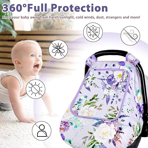 Miniatura 3 de Funda de asiento de automóvil para bebé, cálida funda de asiento de automóvil de invierno para bebé, toldo de asiento de automóvil infantil floral