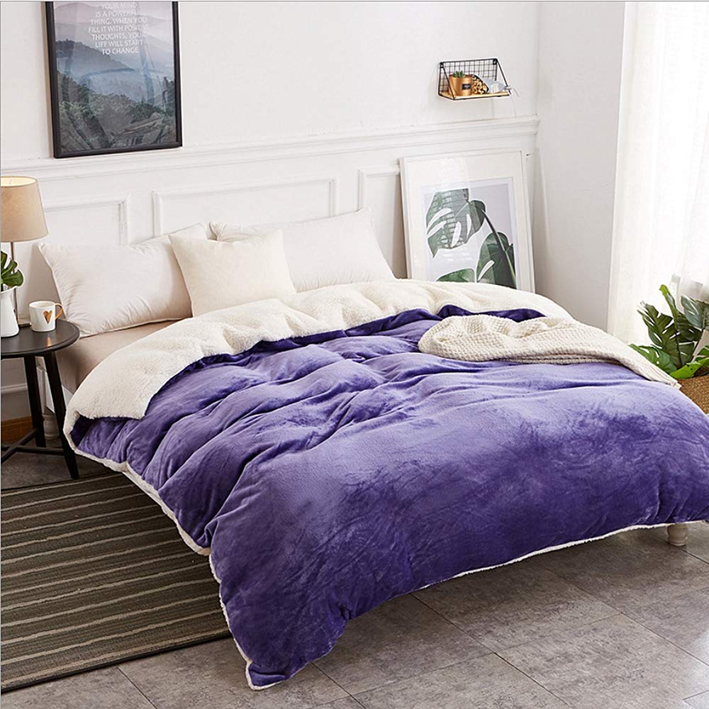 Parure de lit d'hiver housse de couette double face peluche king size adulte AB07