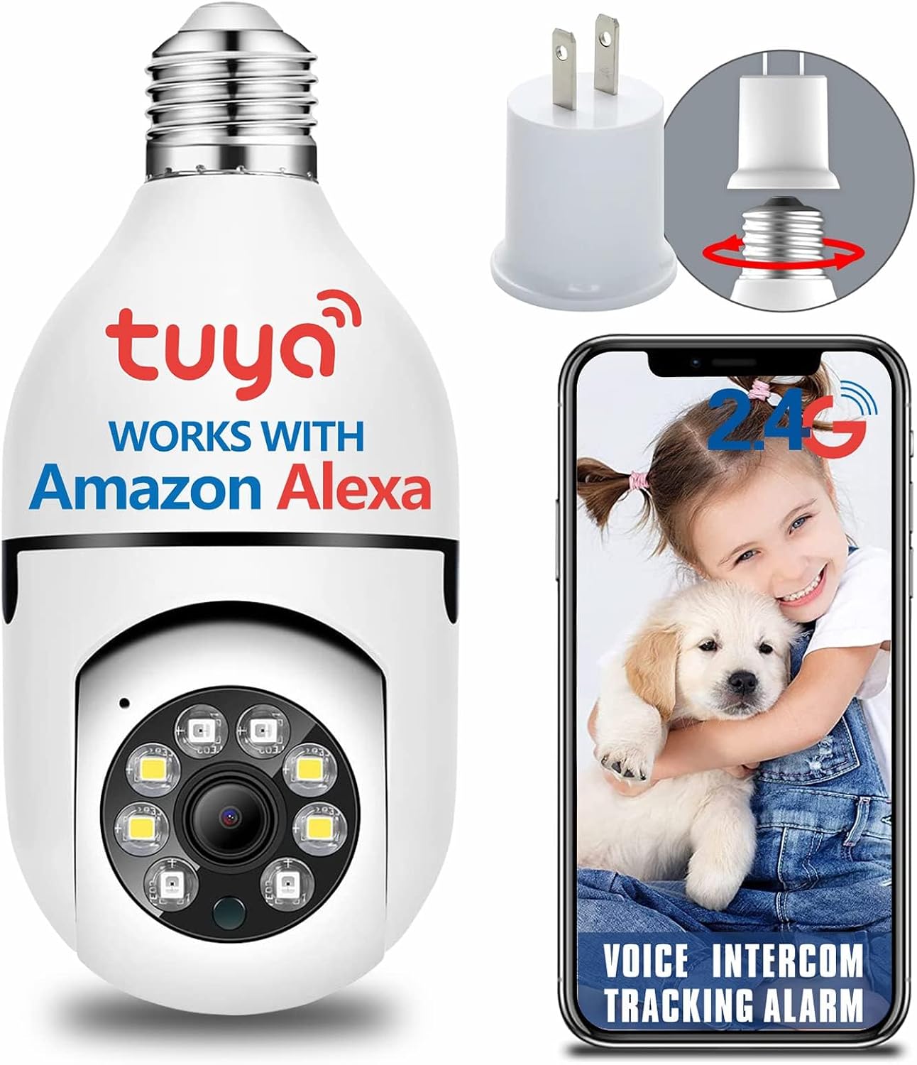 OwLUCK 3MP Light Bulb Security Camera 360° Wifi Outdoor & Indoor 5g-2.4ghz,Optiguard Light Bulb Camera Color Day&Night,Light Socket Security Camera Motion Detection,Wireless & Easy To Install