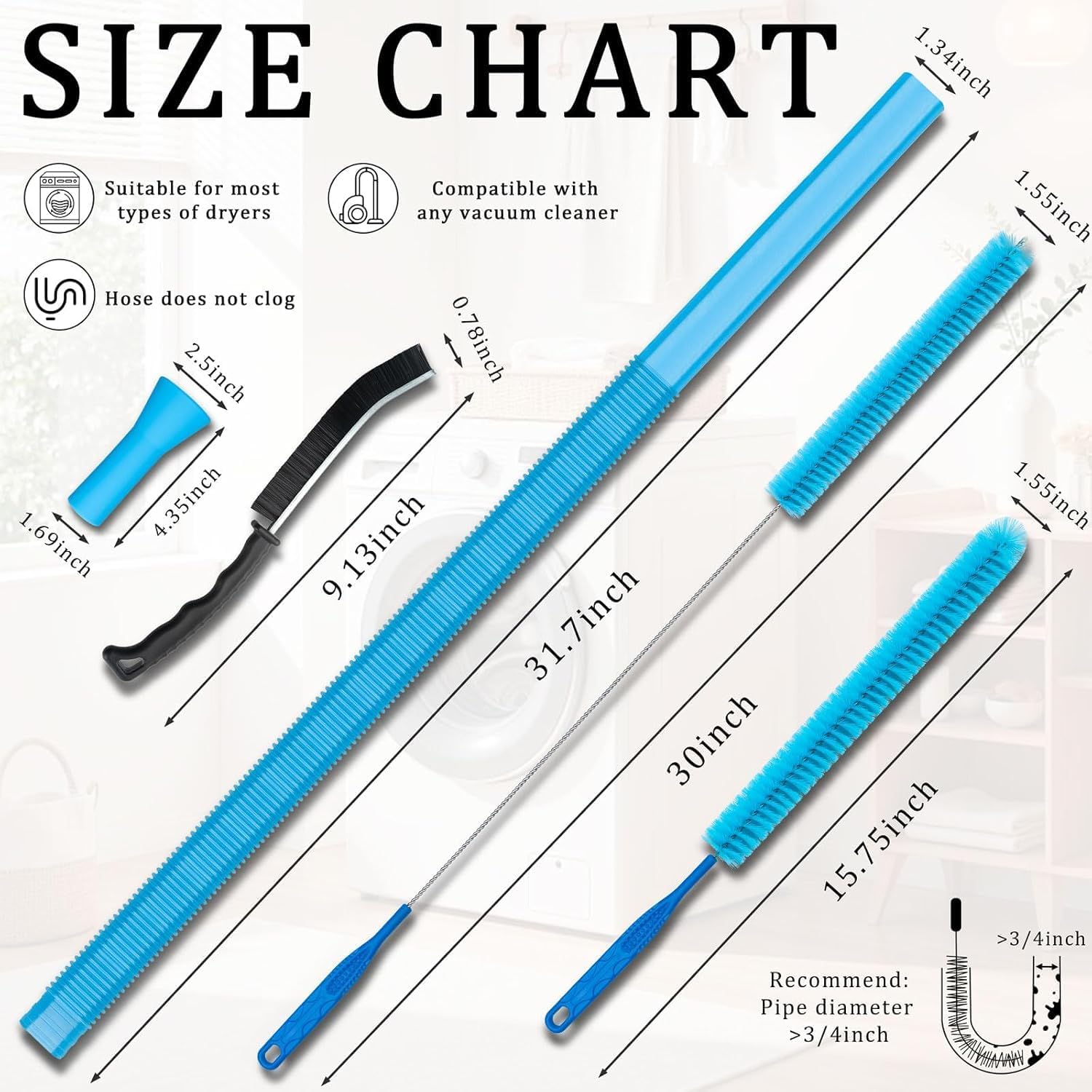 4 Pieces Dryer Vent Cleaner Kit with Dryer Vacuum Hose Attachment thumbnail