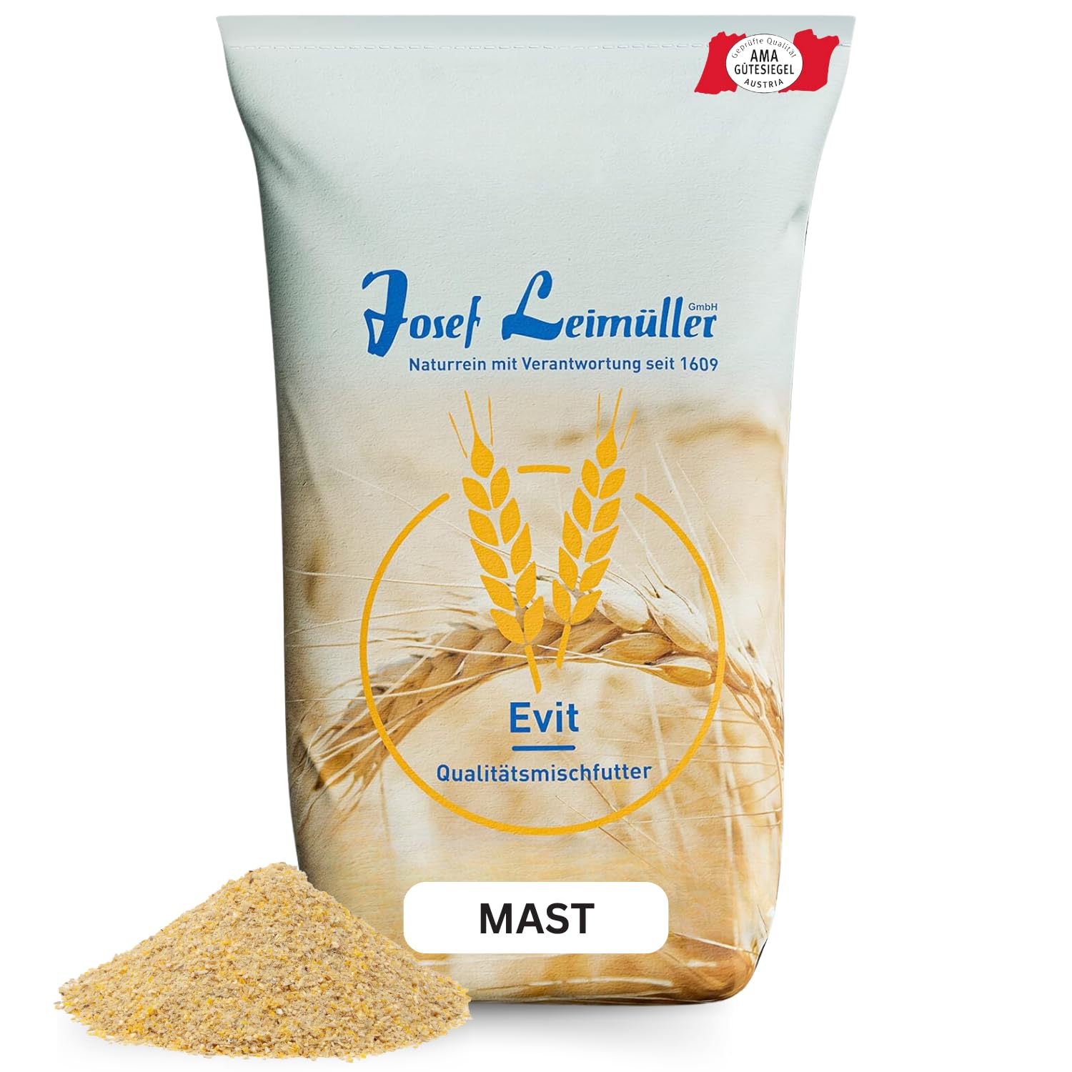 Leimüller Mangime per Pollame da Fattoria 25 kg - Mangime completo per pollame da ingrasso - Certificato AMA e 100% privo di OGM - Mangime premium per galline 25 kg Colla mueller