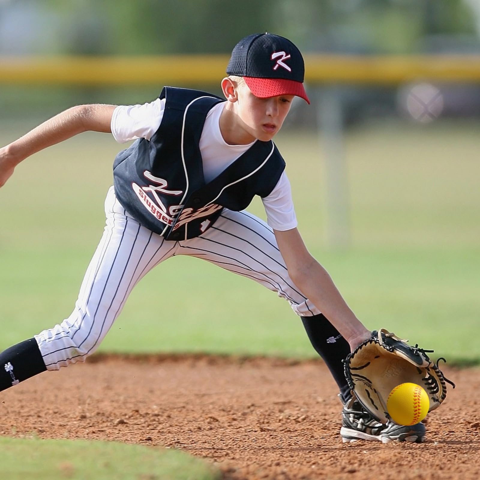 Pelotas de béisbol de espuma de práctica, pelotas de sóftbol de 11 pulgadas para jóvenes principiantes, perfectas para entrenamiento de bateo y campo, paquete de 6 con bolsa de malla incluida
