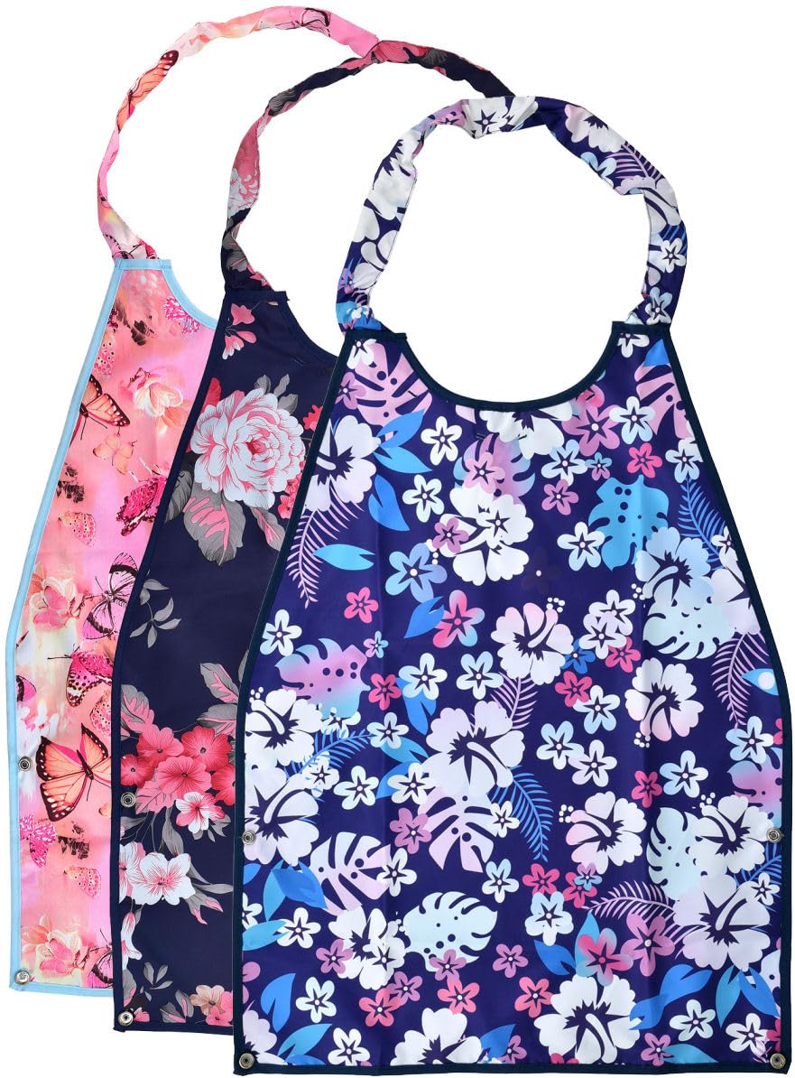 Celley Adult Bibs (3-Pack), Gift for Elderly, Reusable and Washable