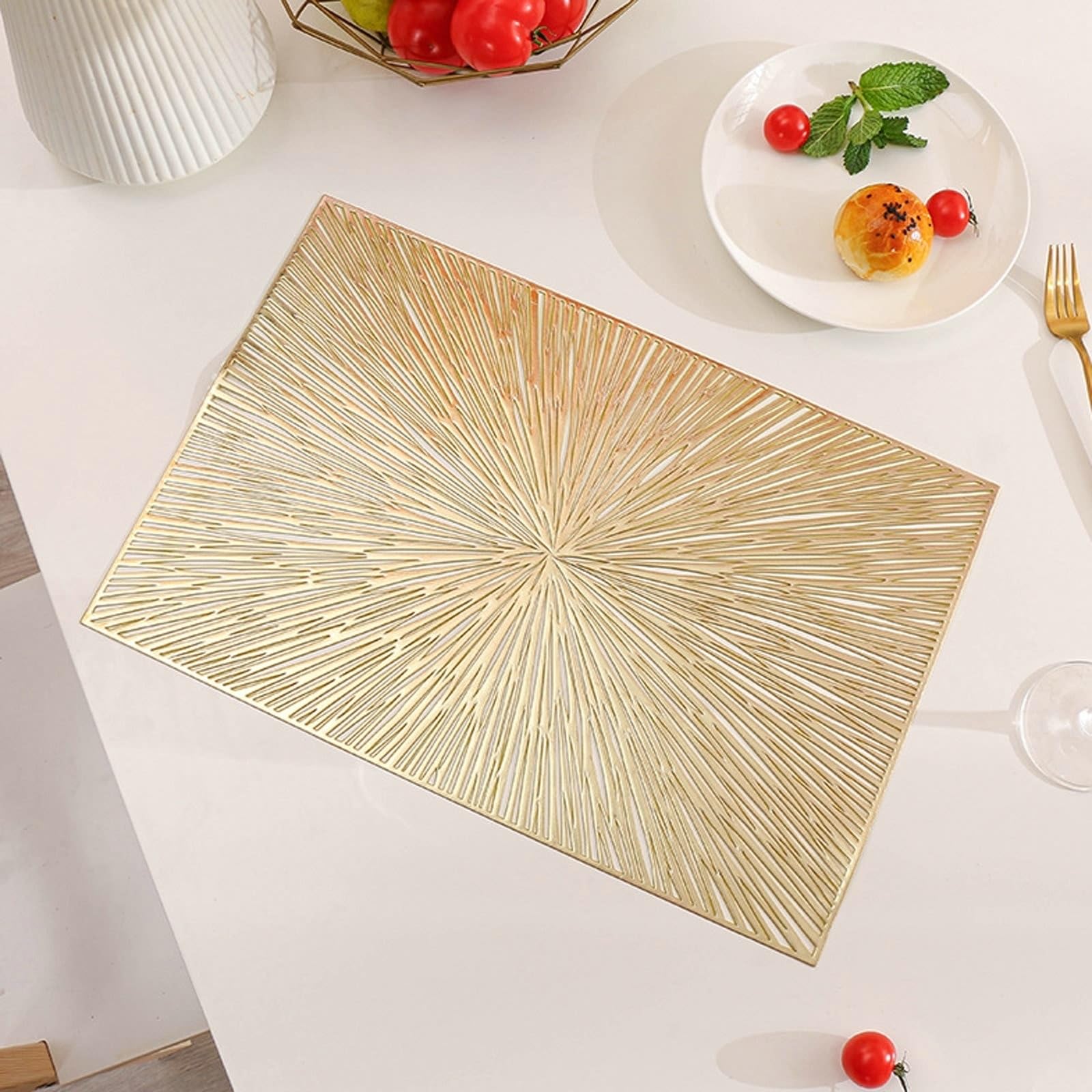 Sets de table dorés rectangulaires motif feux d'artifice déco table salle à manger