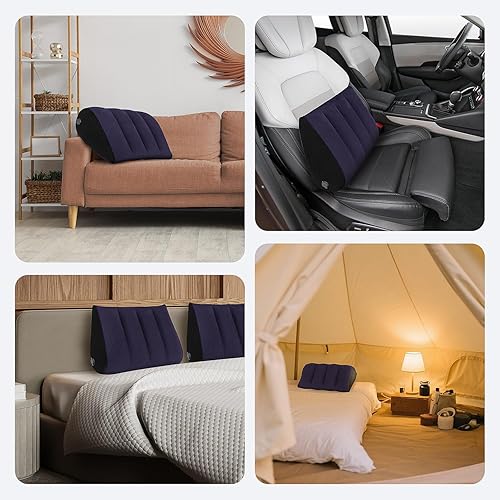 Miniatura 7 de Almohada de cuña inflable portátil, 1 paquete, posicionador corporal para apoyo al sueño, almohada de viaje ajustable, almohada ligera de apoyo para