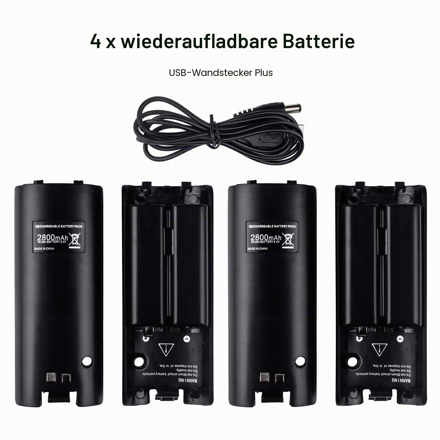 Remote Ladegerät für 2 Wii Controller mit 4 Akkus | Ladestation für WII Fernbedienung für Wii Remote Docking Station für Wii