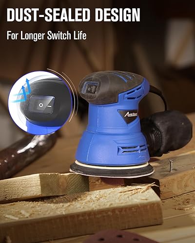 Miniatura 4 de AVID POWER Lijadora orbital de 5 pulgadas, lijadora eléctrica de 12000 RPM, lijadora orbital aleatoria para carpintería, 12 piezas de lija y bolsa