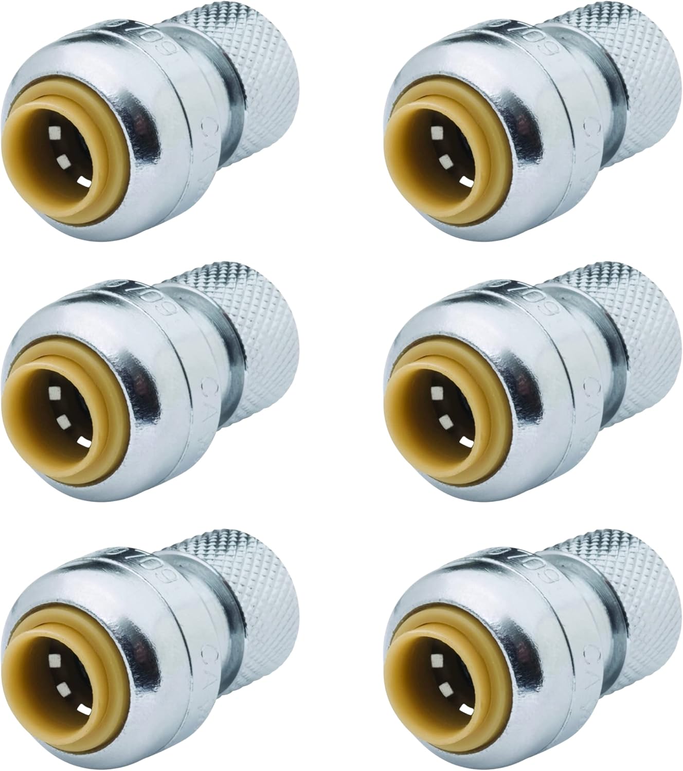 SharkBite 1/4 Inch (3/8 Inch OD) x 3/8 Inch Compression Stop Valve Connector, Pack of 6, Push to Connect Brass Plumbing Fitting, PEX Pipe, Copper, CPVC, PE-RT, HDPE, U3523LF