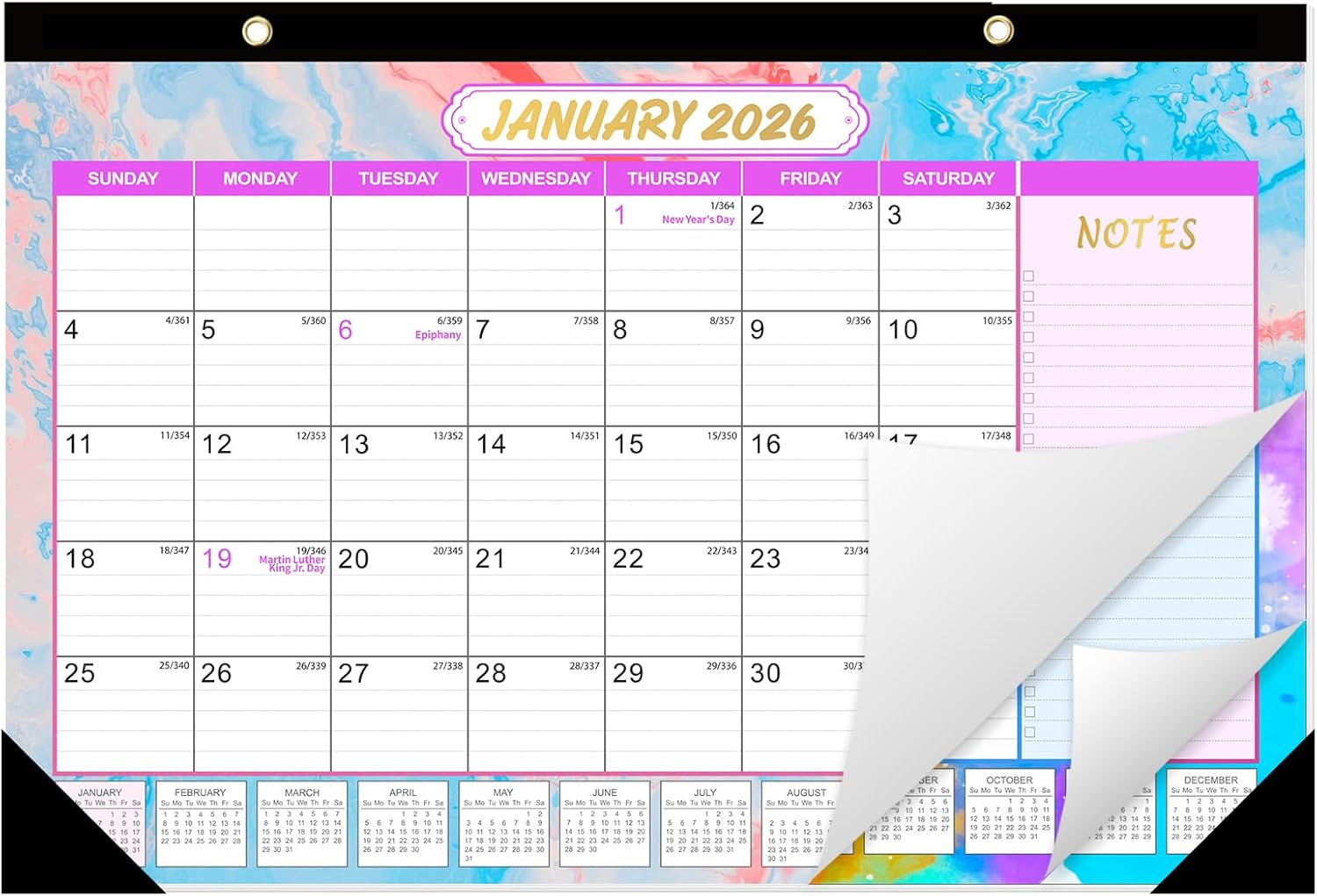 GuassLee Desk Calendar 2026-2027, 22" x 17" Large Desktop Wall Calendar Planner 2026 Runs from Jan. 2026 to Jun. 2027 with Julian Date To-do & Notes for School Home School Office Organizing